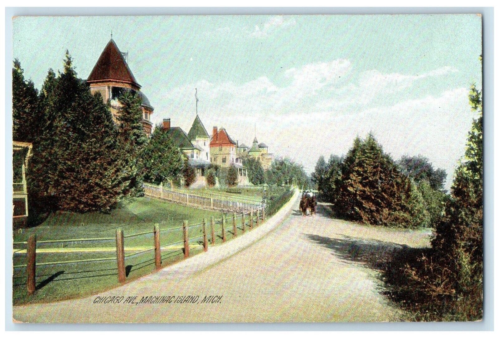 Mackinac Island Michigan MI Postcard Chicago Avenue View Rotograph Antique