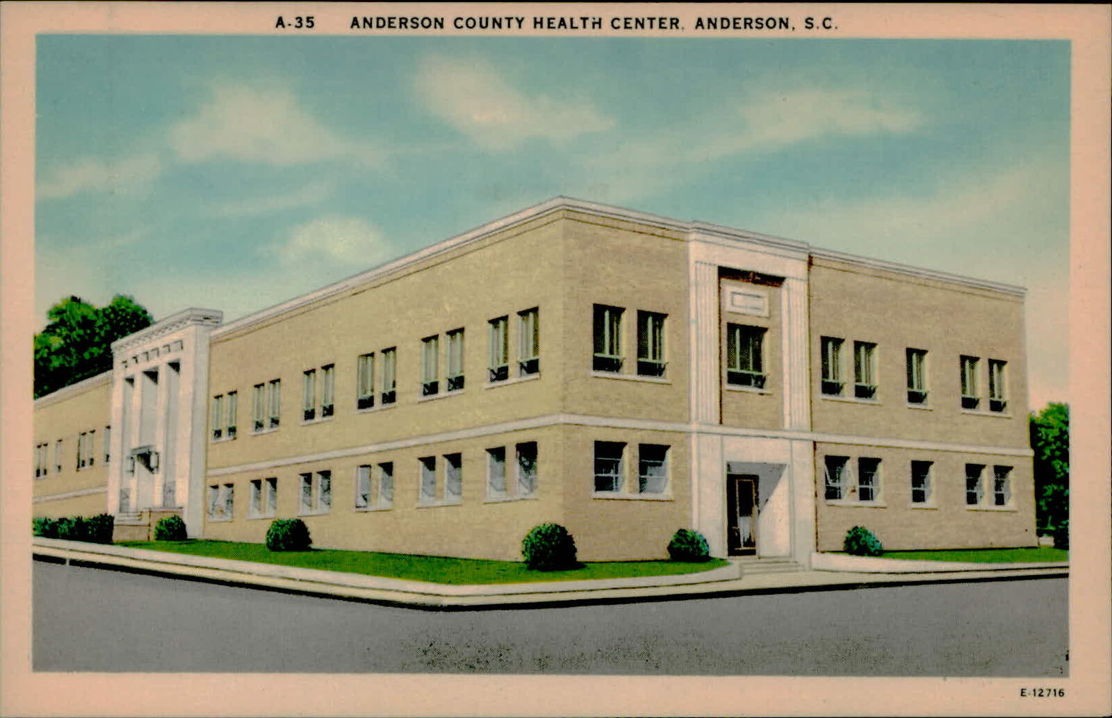 Postcard: A-35 ANDERSON COUNTY HEALTH CENTER, ANDERSON, S.C. 11 E-1275