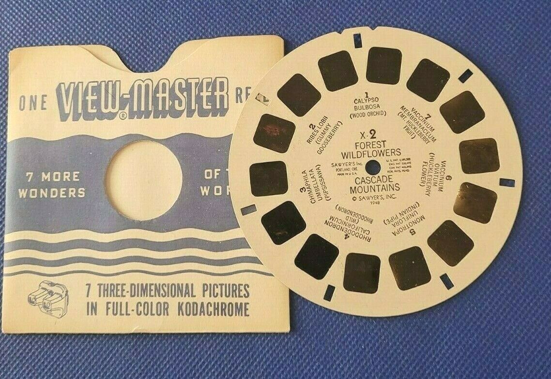 Ultra Scarce Sawyer\'s X-2  Forest Wildflowers Cascade Mountains view-master Reel