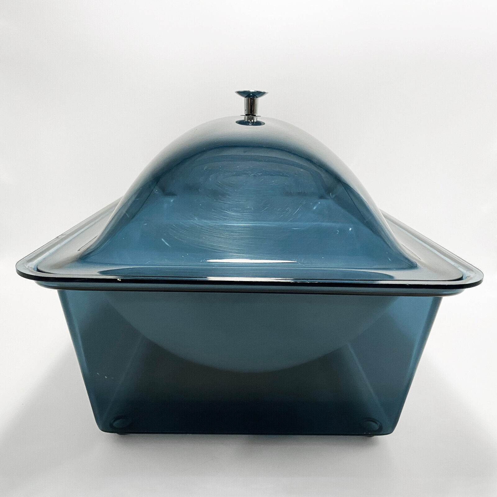 TASTY TEMP Vintage 60s 70s Domed Double Serving Container - Smoked Black (Blue)