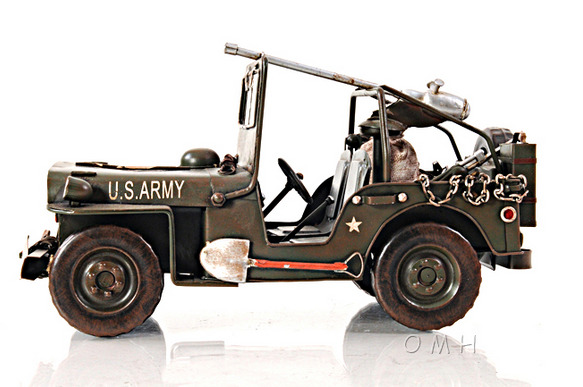 Green 1940 Willy Overland Model Jeep- 1:12 Scale