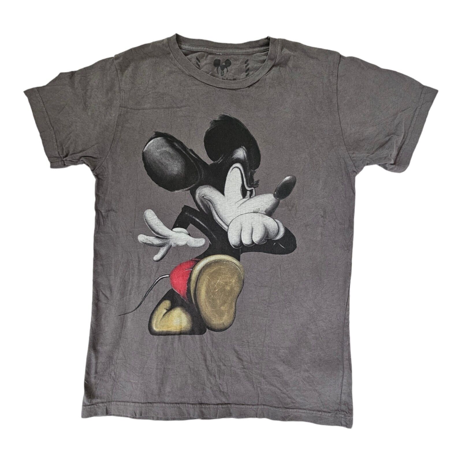 Disney Double5 Shirt Men\'s Small Gray Mickey Les Schettkoe Art Short Sleeve Tee