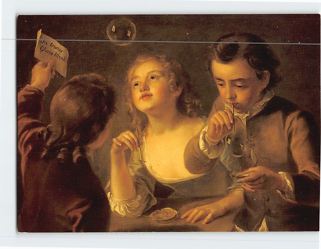 Postcard Three Children Blowing Bubbles By Philip Mercier Washington DC USA