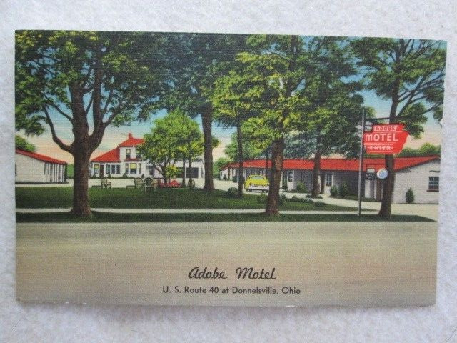 Vintage Adobe Motel, Donnelsville, Ohio Postcard 1953