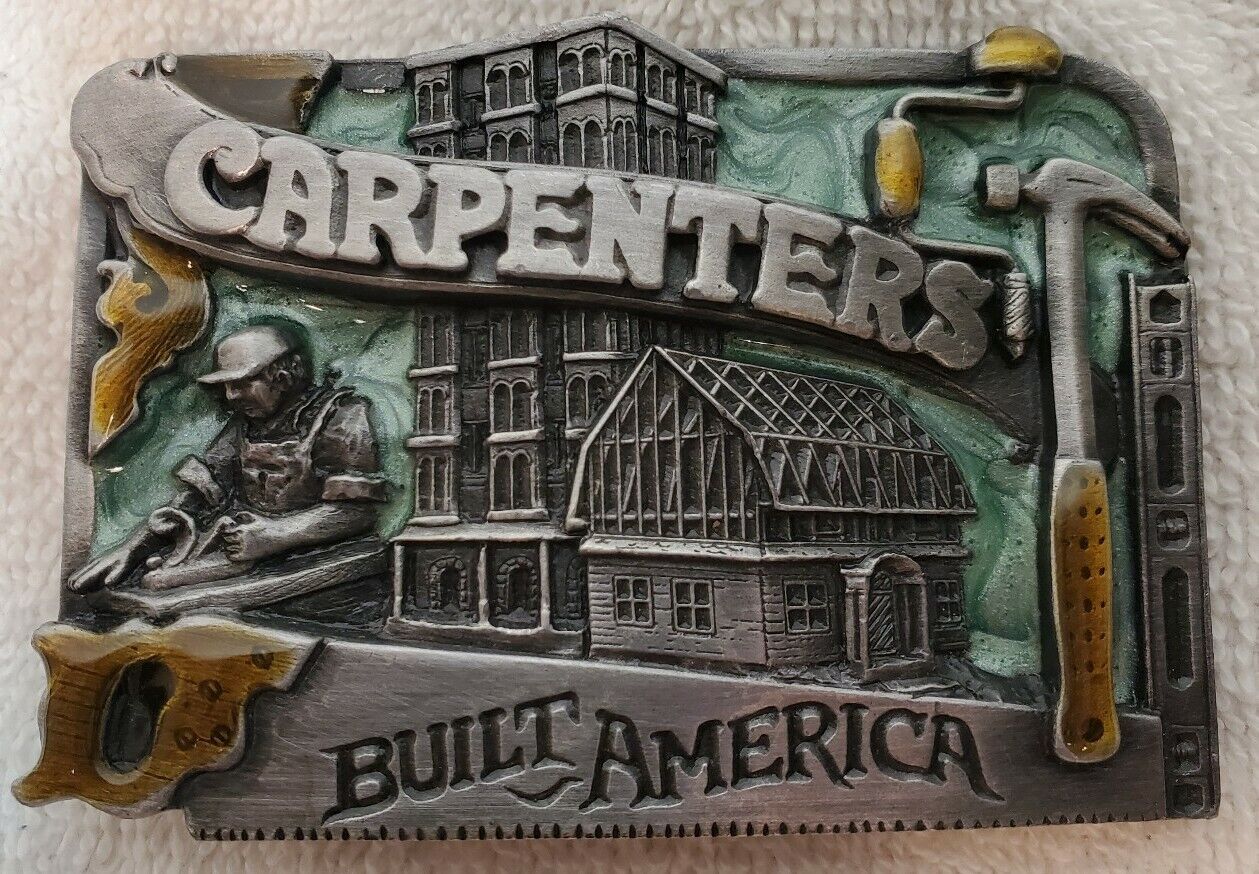 Vintage Siskiyou 1983 Belt Buckle Carpenters Built America 