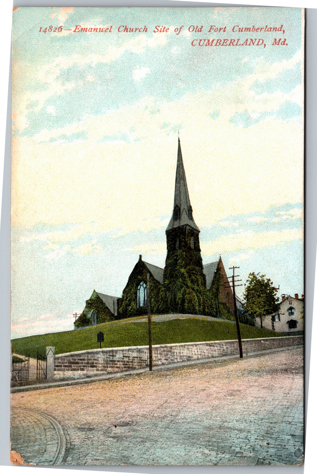 Postcard MD Cumberland  Emanuel Church Site of Old Fort Cumberland