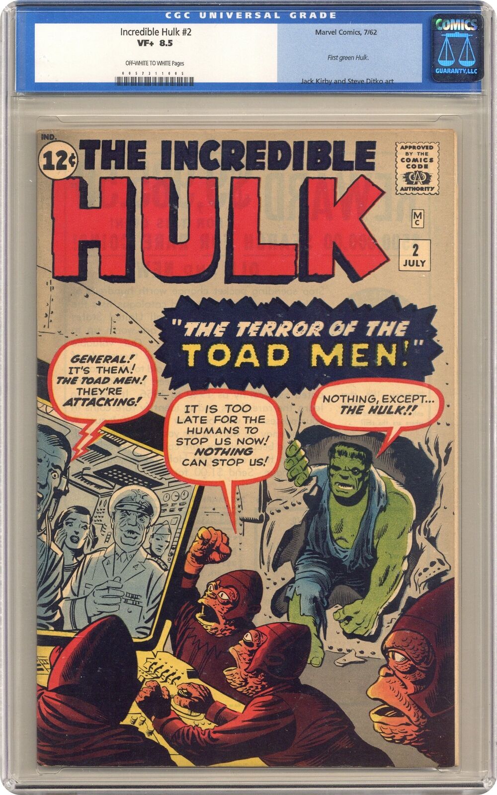 Incredible Hulk #2 CGC 8.5 1962 0057311005 1st app. green Hulk