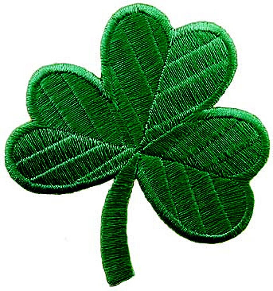 LUCKY GREEN CLOVER PATCH - IRISH SHAMROCK embroidered iron-on GOOD LUCK SOUVENIR