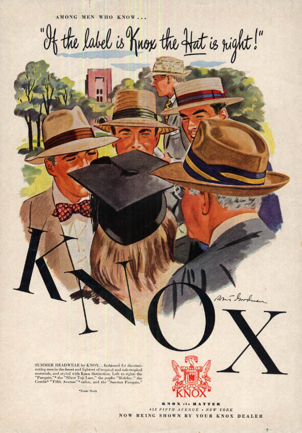 If the label is Knox, the Hat is Right Summer Headwear by Knox ad 1946