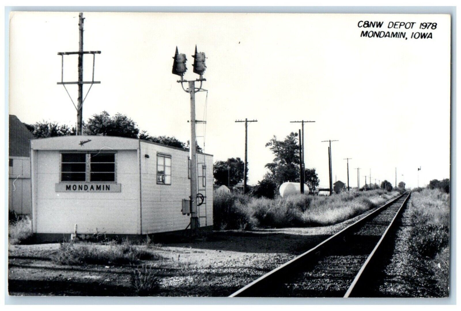 c1978 C&NW Depot Mondamin Iowa Railroad Train Depot Station RPPC Photo Postcard