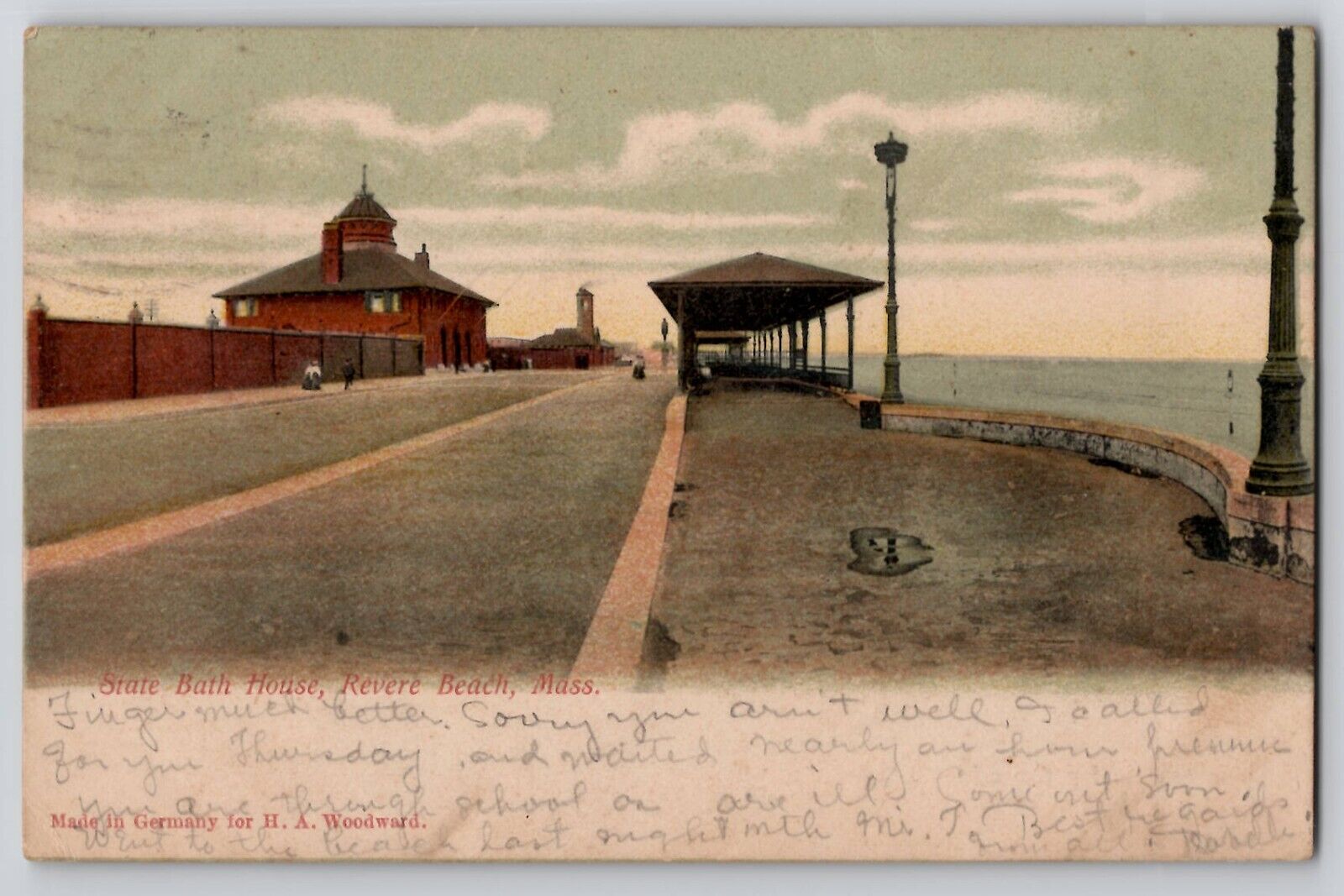 State Bath House Revere Beach MA UDB Antique Postcard 1906 Street Seaside Views