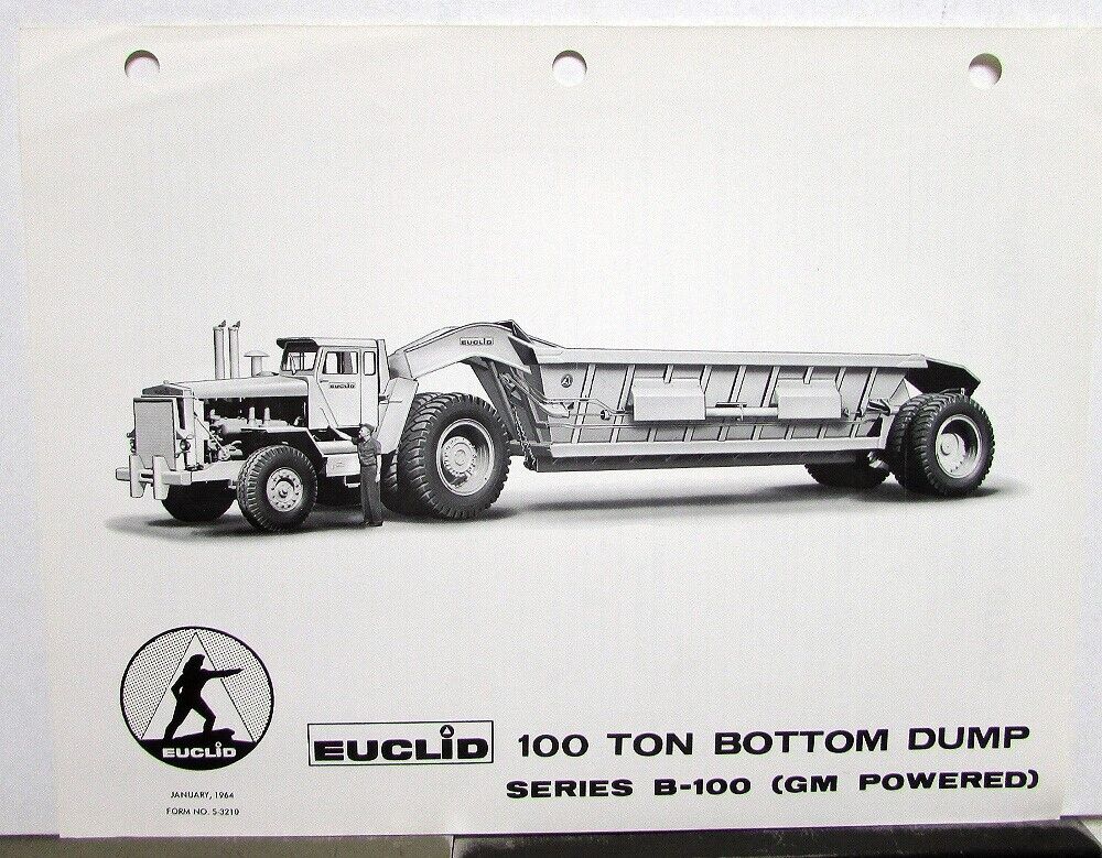 1964 Euclid 100 Ton Bottom Dump B-100 GM Powered Construction Specs Sales Folder