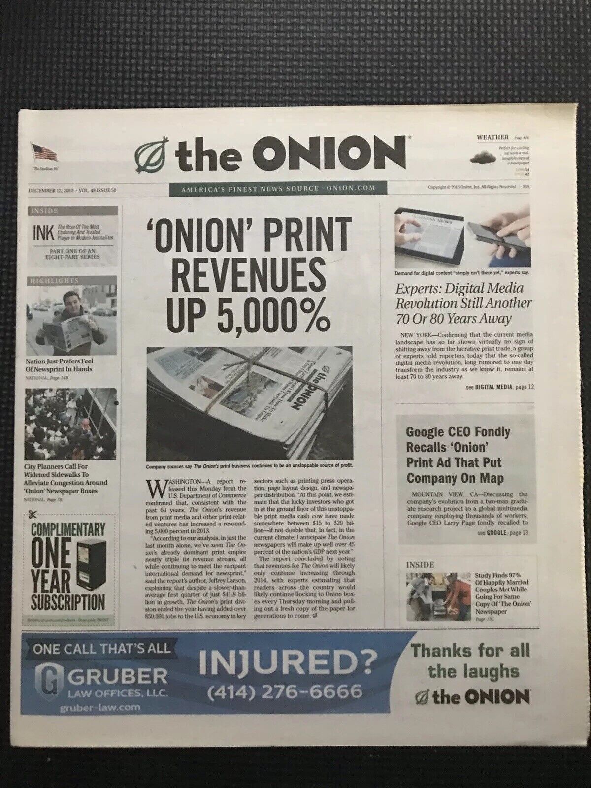 The Onion newspaper last final print issue Milwaukee edition 2013 humor oop