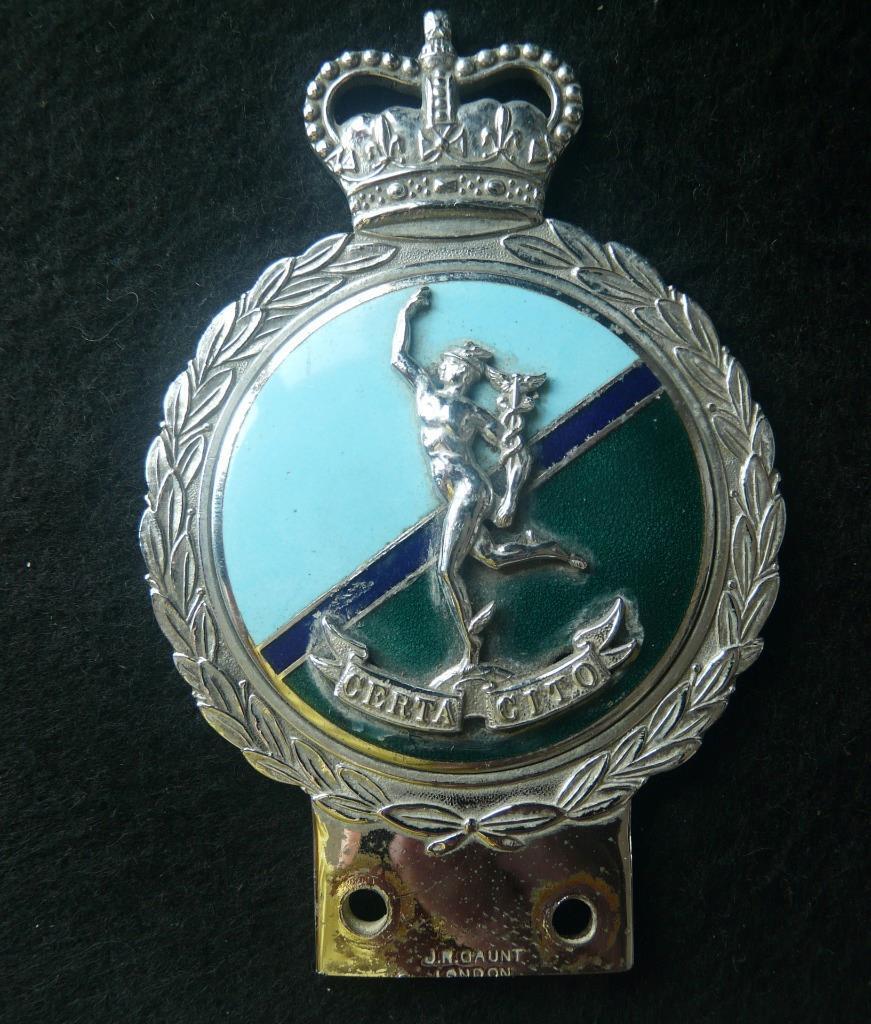 scarce vintage Royal Corps of SIgnals enamel  car badge militaria j r gaunt army
