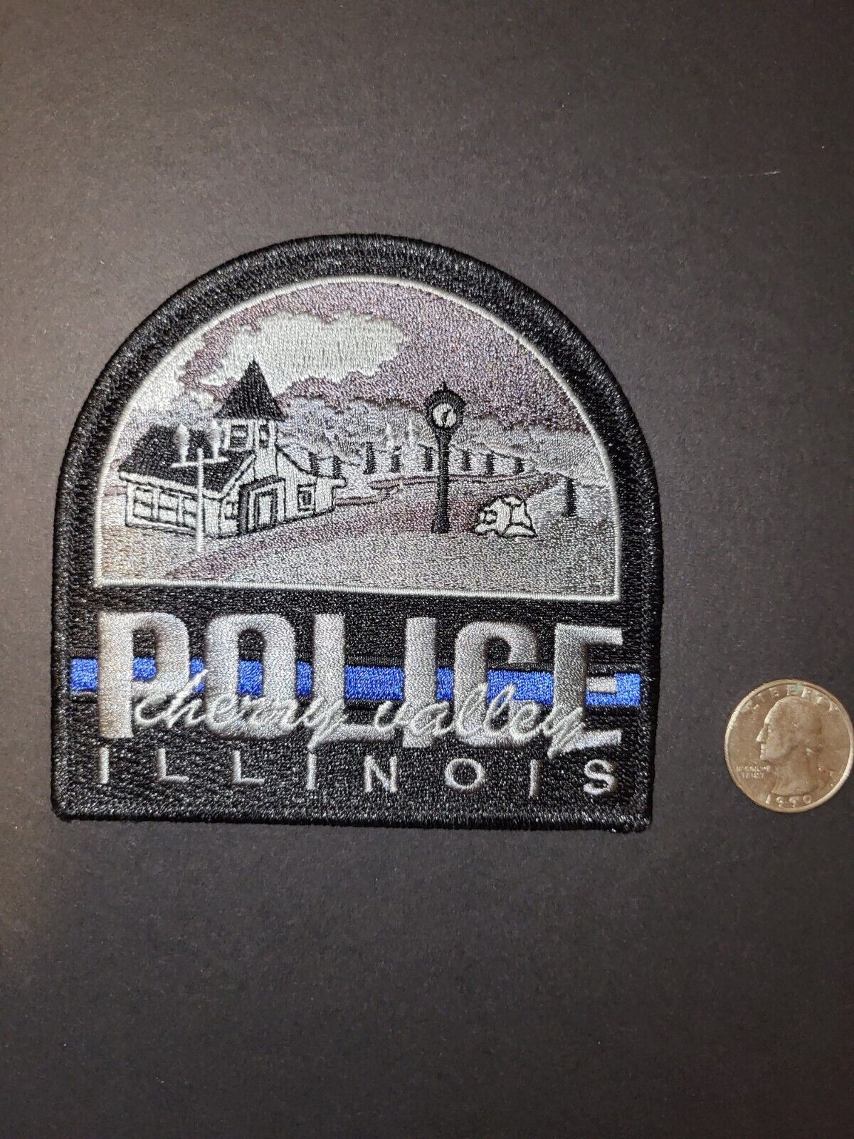 CHERRY VALLEY ILLINOIS IL Sheriff Police Patch CHURCH BELL BLUE LINE SUBDUED PD
