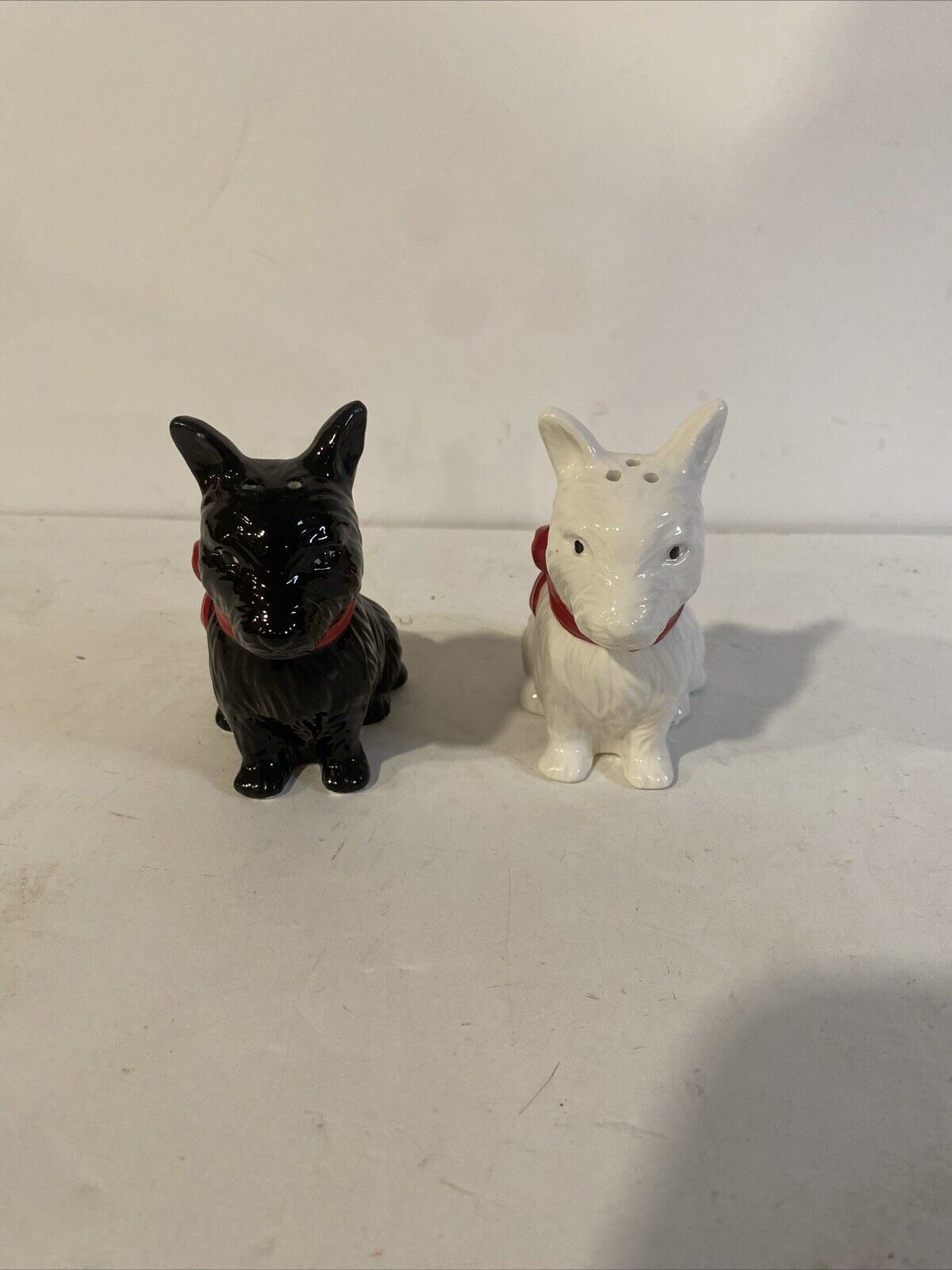 Vintage Scottie Dog Collection Salt Pepper Shakers Black And White Color