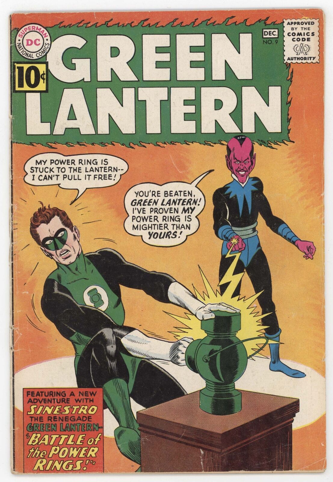 Green Lantern 9 DC 1961 GD VG Gil Kane John Broome Sinestro 1st Cover