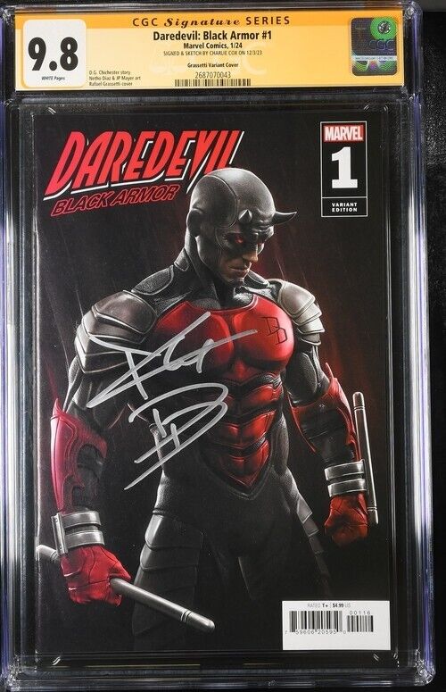 Daredevil Black Armor #1 Marvel Comics CGC SS 9.8 Signed & Sketch by Charlie Cox