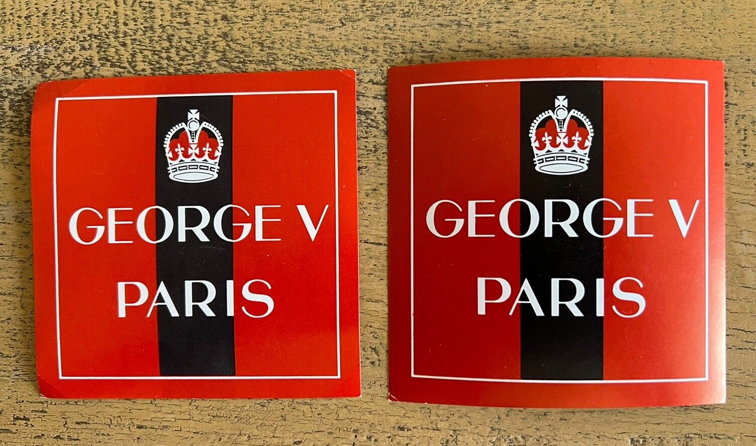 George V Paris Luggage Labels Lot Of 2 Vintage Red