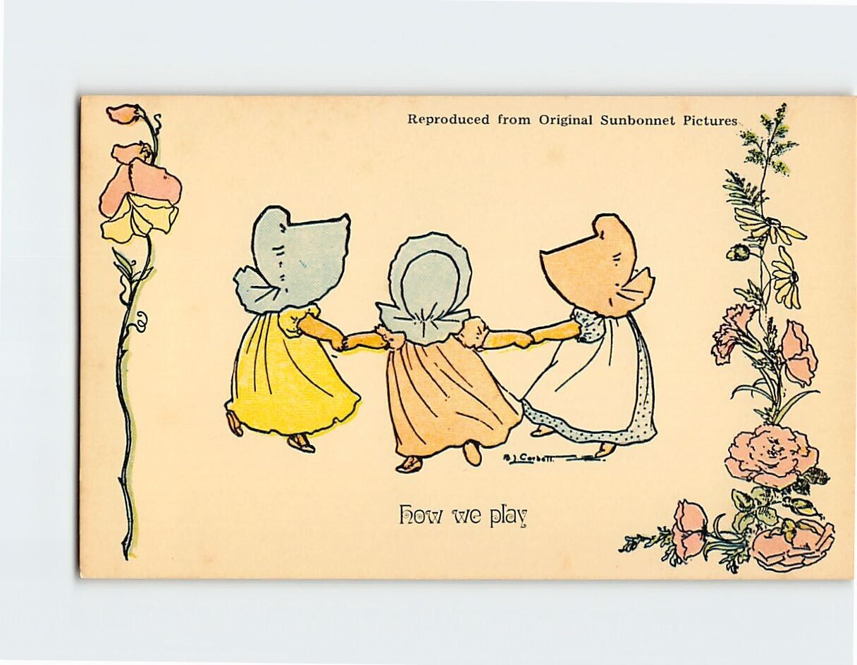 Postcard How we play with Children Playing Flowers Art Print