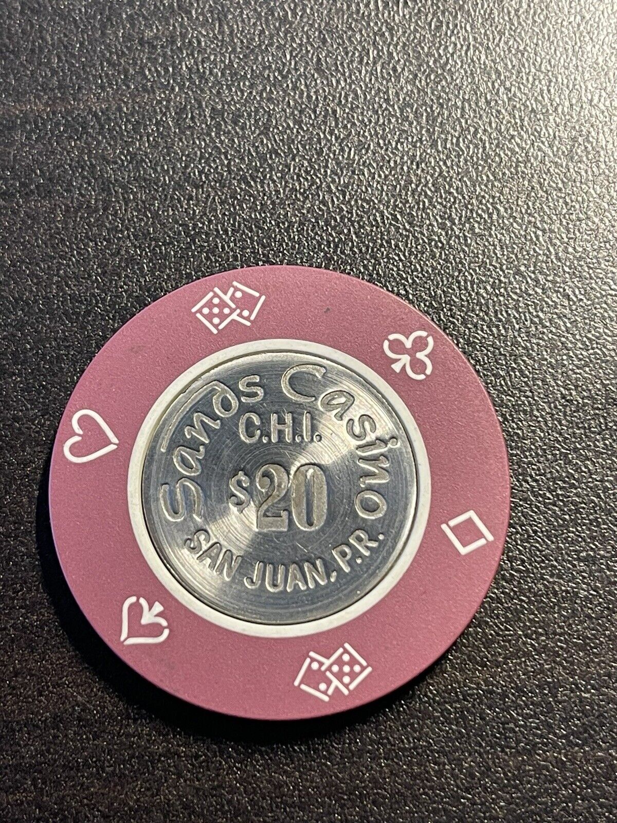 $20 Sands San Juan Puerto Rico Coin Inlay Bud Jones Casino Chip *RARE*