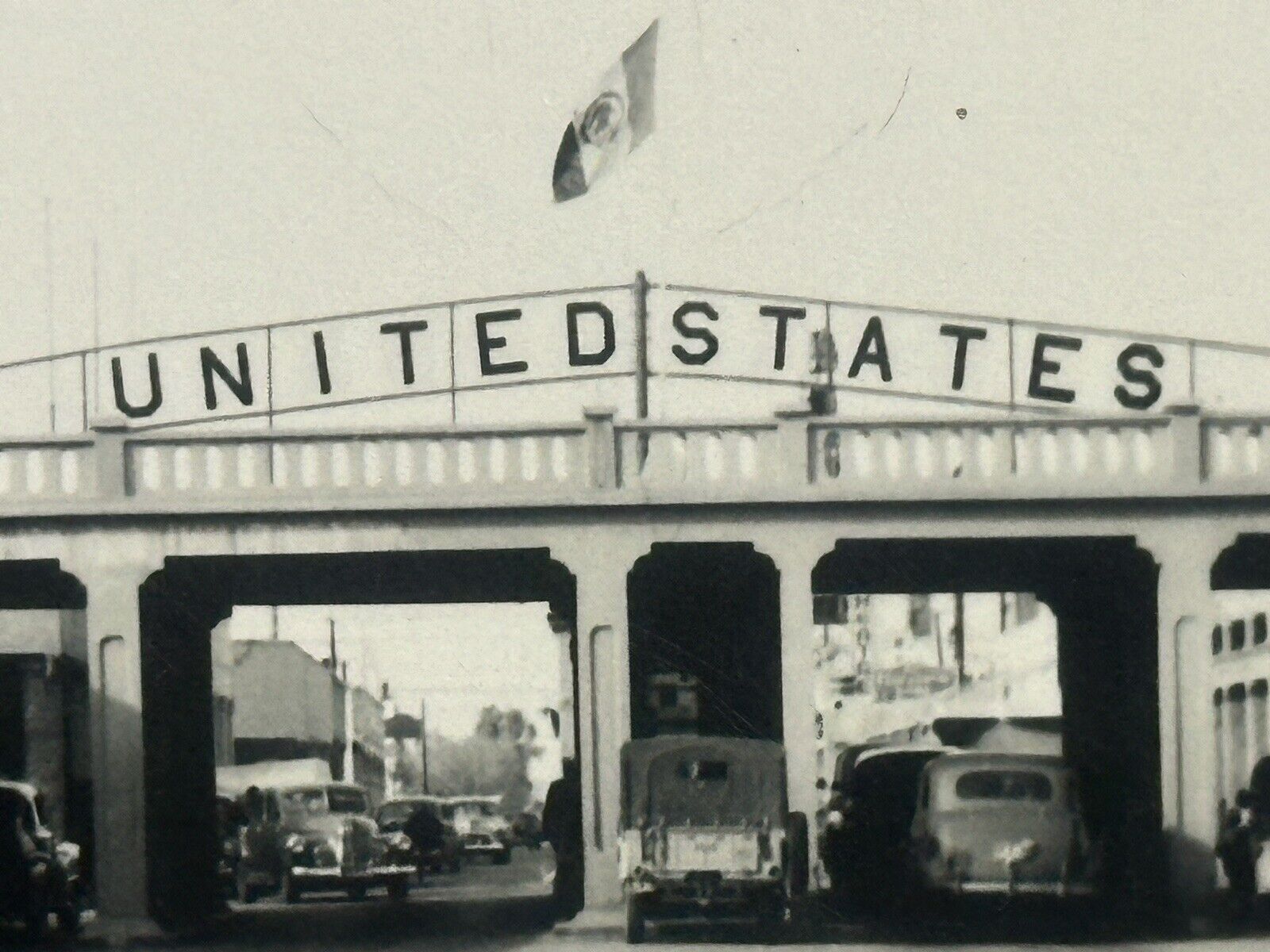 Mexicali Mexico Postcard USA Border Rppc Photo Old Cars San Diego Cafe Sign