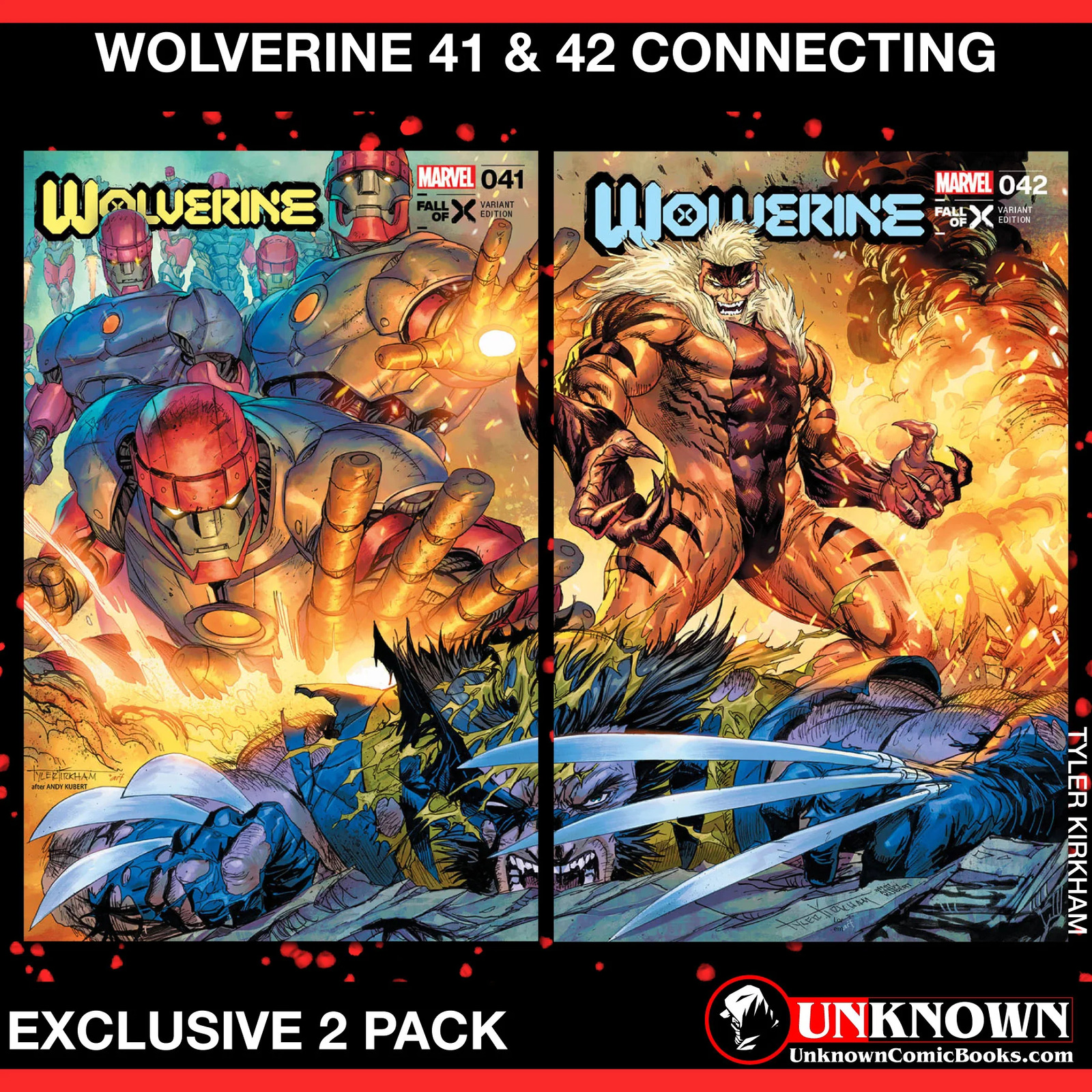 [2 PACK TRADE] WOLVERINE #41 & #42 UNKNOWN COMICS TYLER KIRKHAM EXCLUSIVE CONNEC