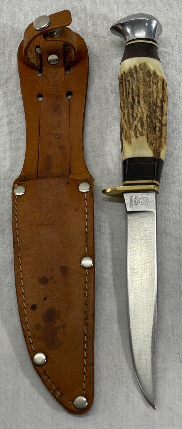 Vintage Anton Wingen Jr Solingen,  Germany Stag Handle Knife w/ Sheath “Othello”