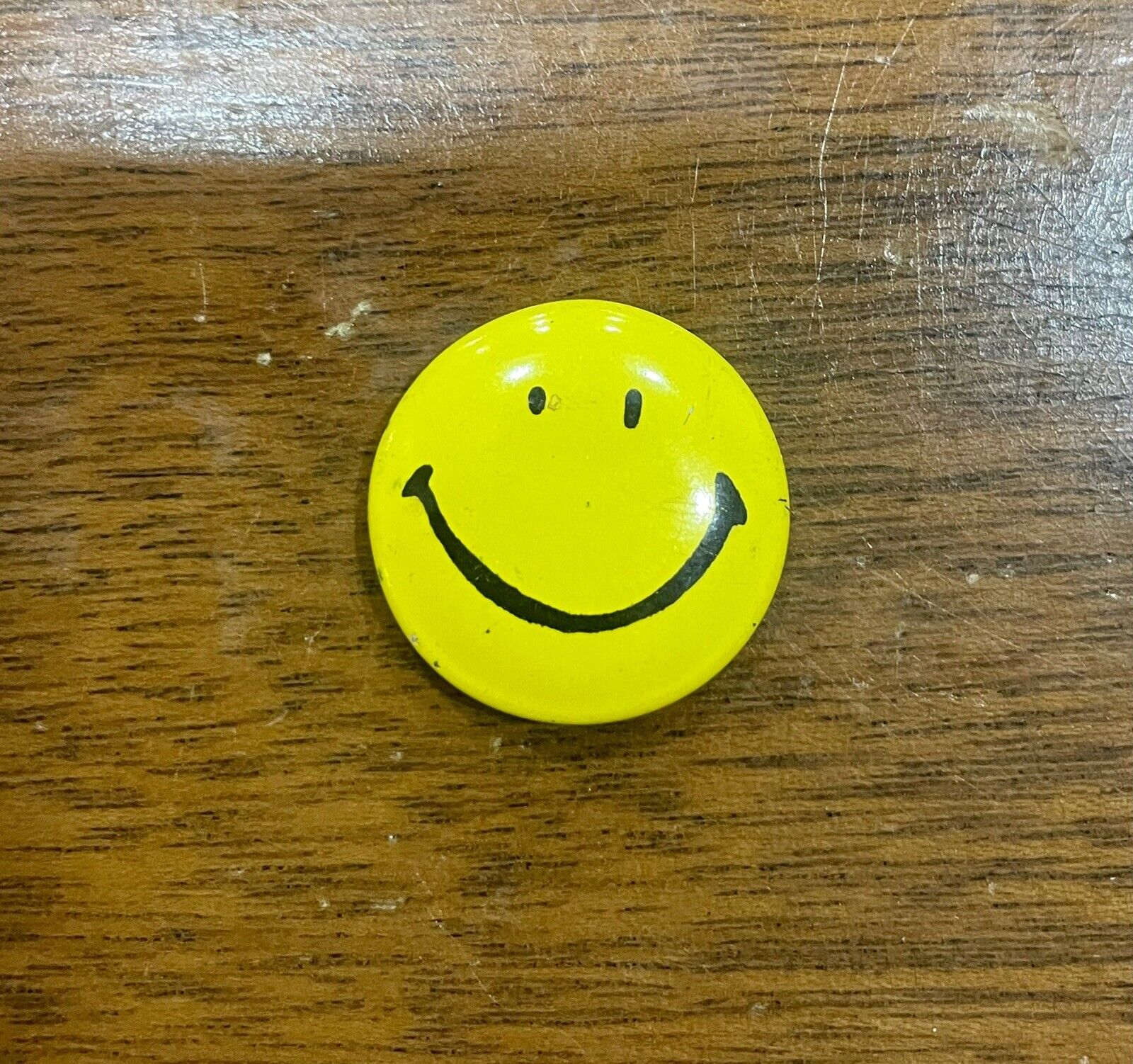 Vintage Pinback Smiley Face Button ORIGINAL 1960s Yellow Hippy  Jacket Pin cool