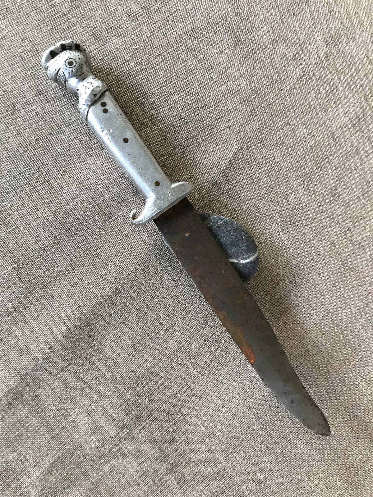 WWII Era Theater Fighting Knife  US with Unusual Trench Art Grip WW2