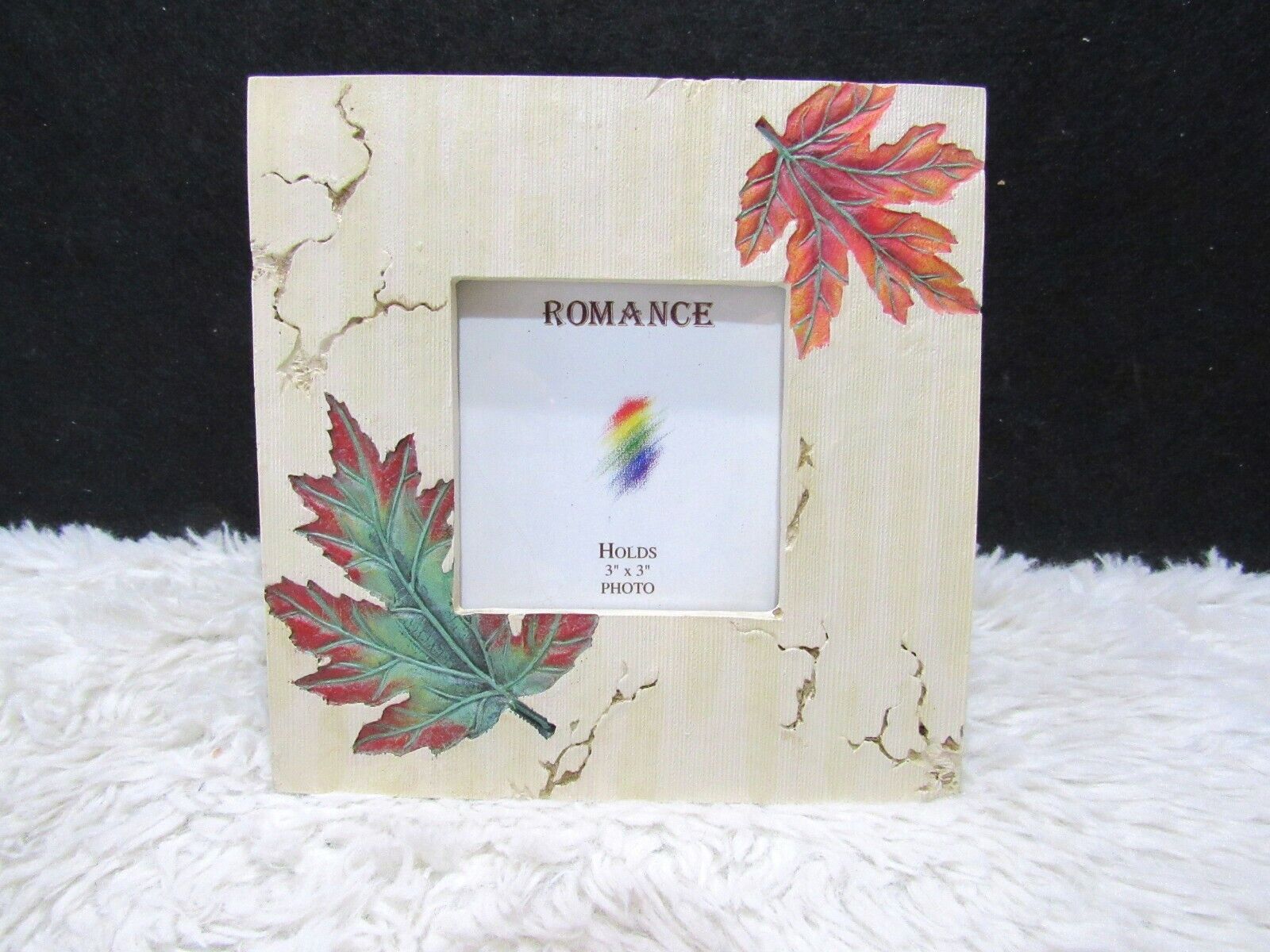 3D Leaves on Surface 3 x 3 Inch Photo Frame, Ceramic-Like Material, Decorative