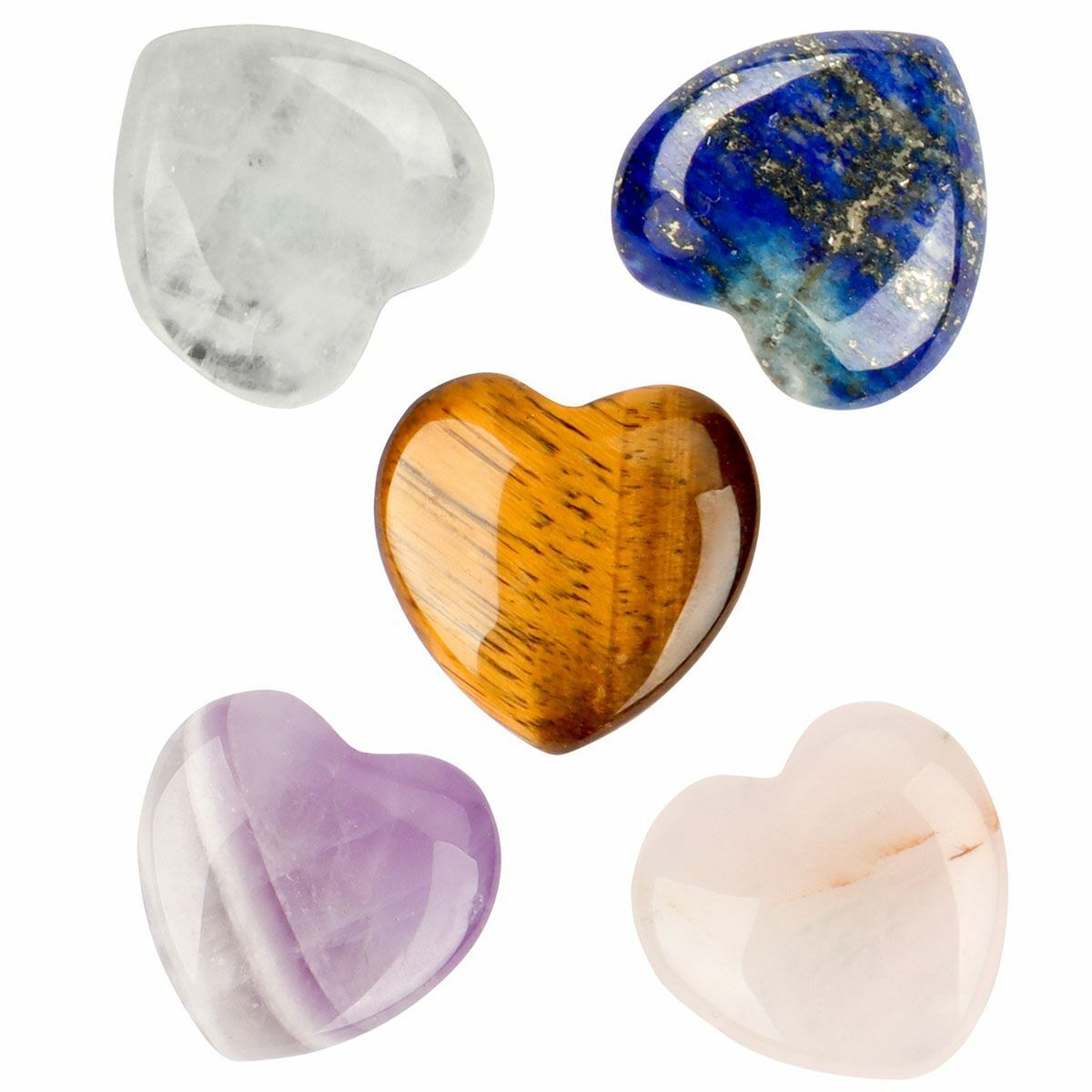 5pcs Natural love heart quartz crystal pendant carved gem mineral reiki healing