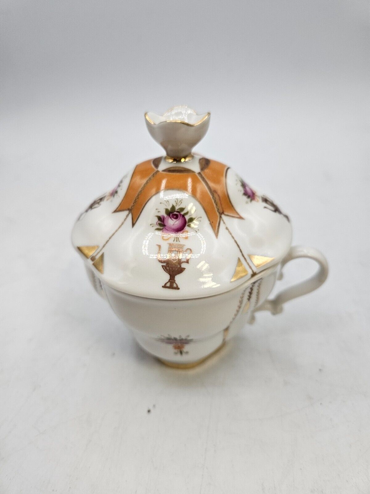 VTG. Lomonosov Porcelain One Handled Lidded Sugar Bowl USSR