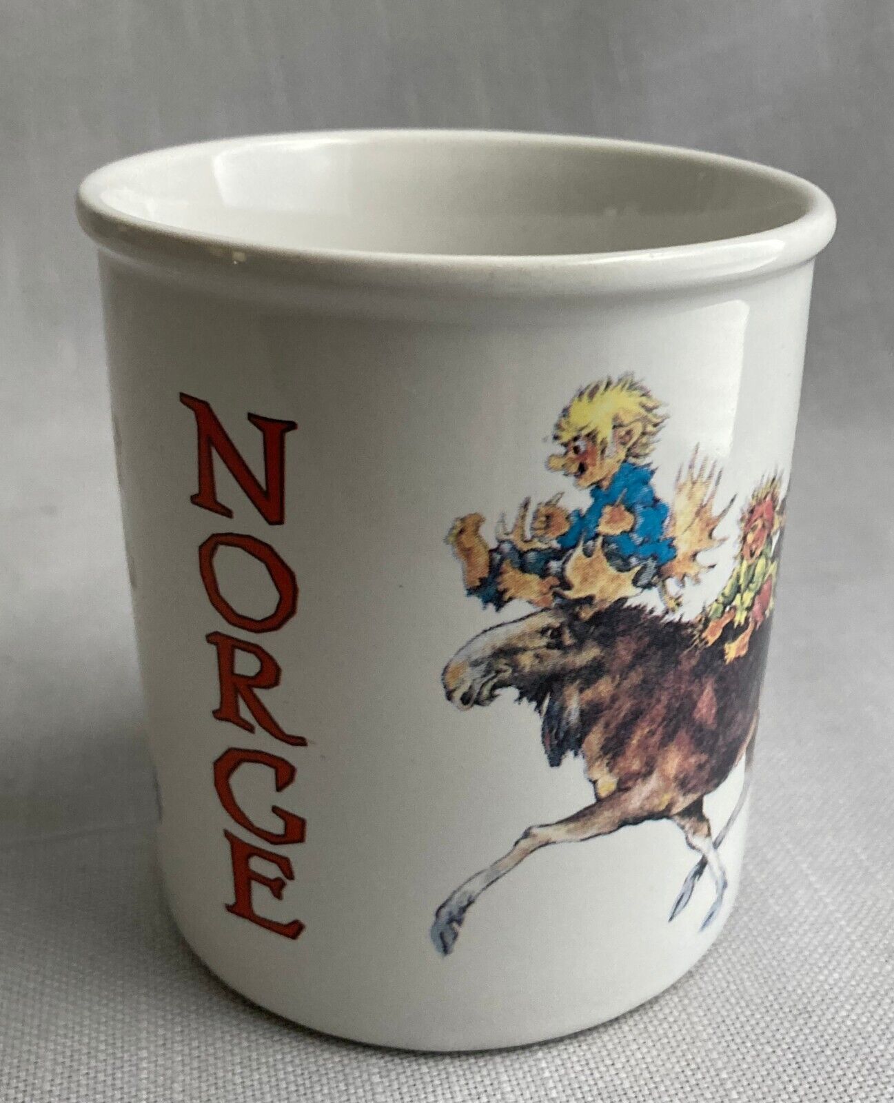 Norwegian Mug Norge Trolls Riding Moose Stoneware