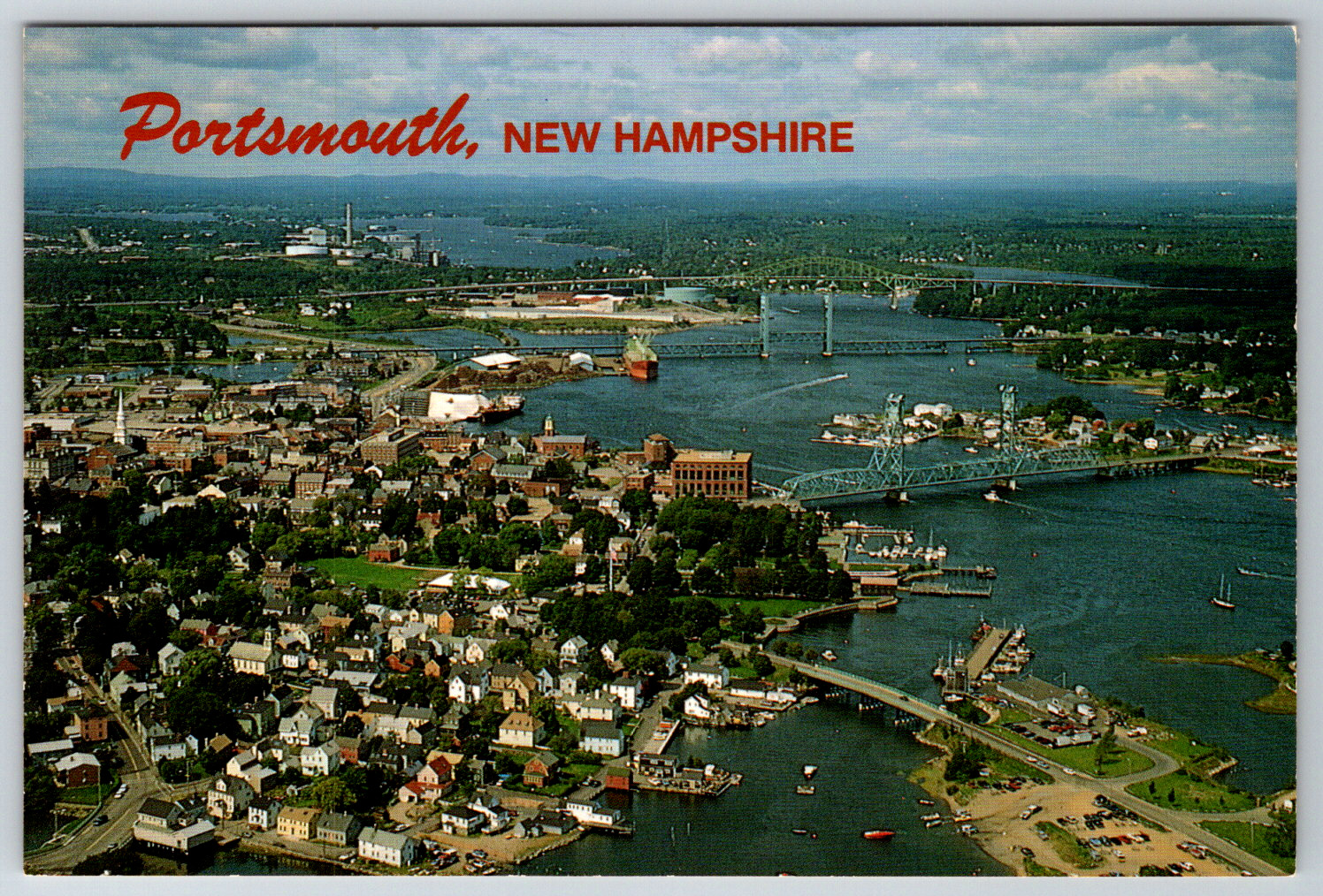 Portsmouth NH New Hampshire Aerial Panoramic View Postcard