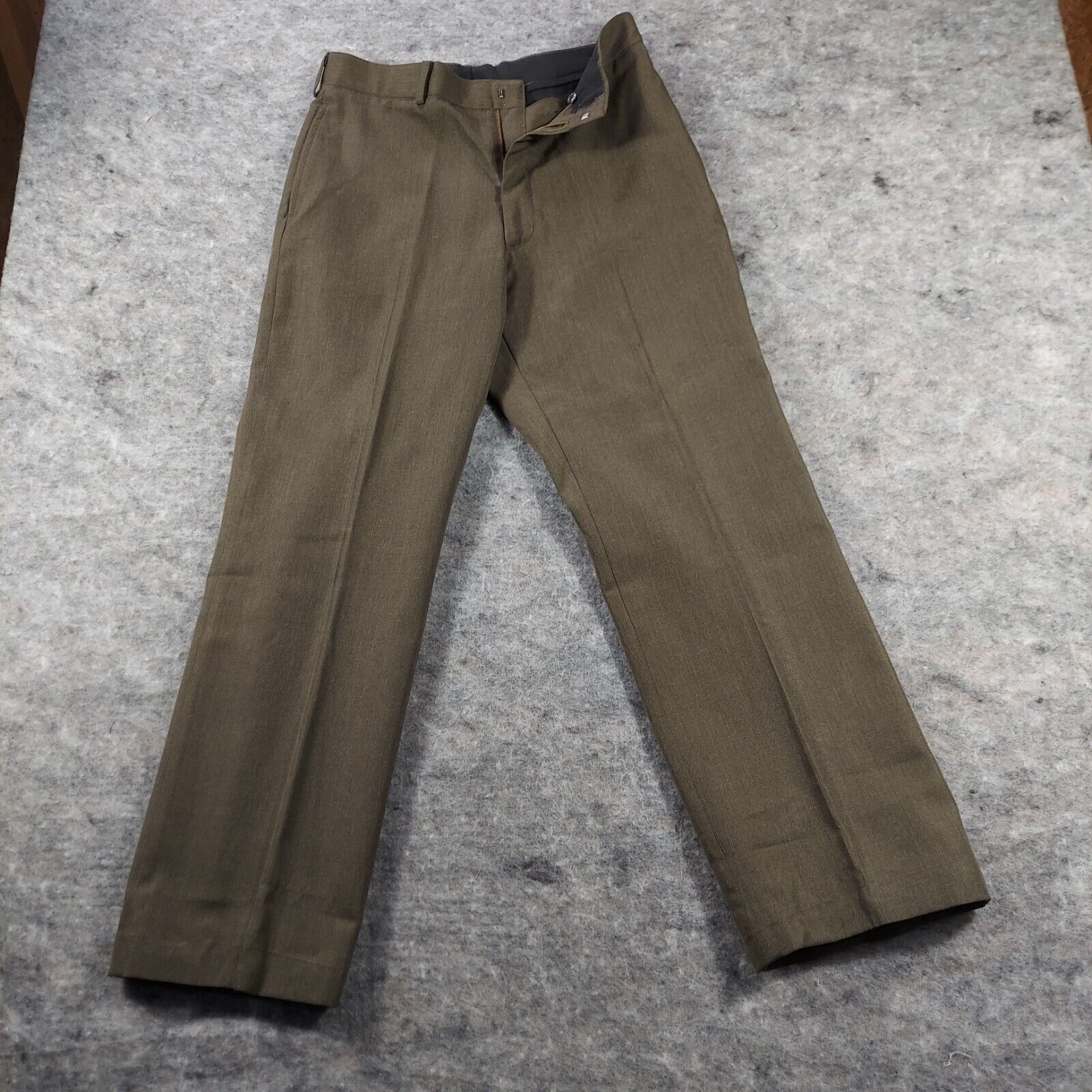 Military Gabardine Wool Trousers Mens Size 34 Short Green Vintage
