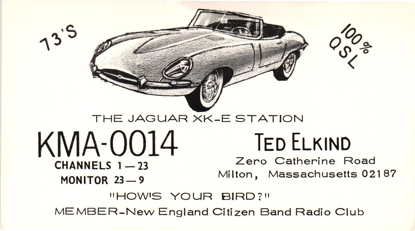 Vintage Postcard - QSL Citizen Radio Card KMA-0014 Milton Massachusetts MA
