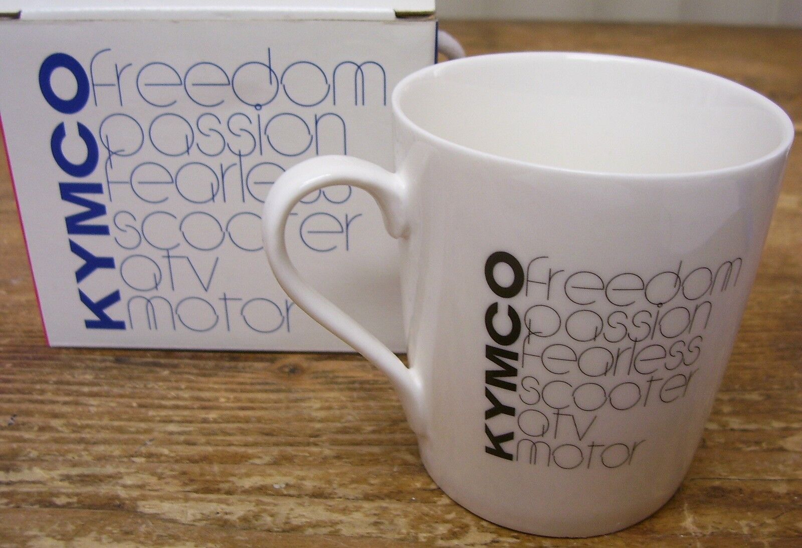 KYMCO Scooter Coffee Mug Cup Freedom Passion TV Motor Fearless New w Box