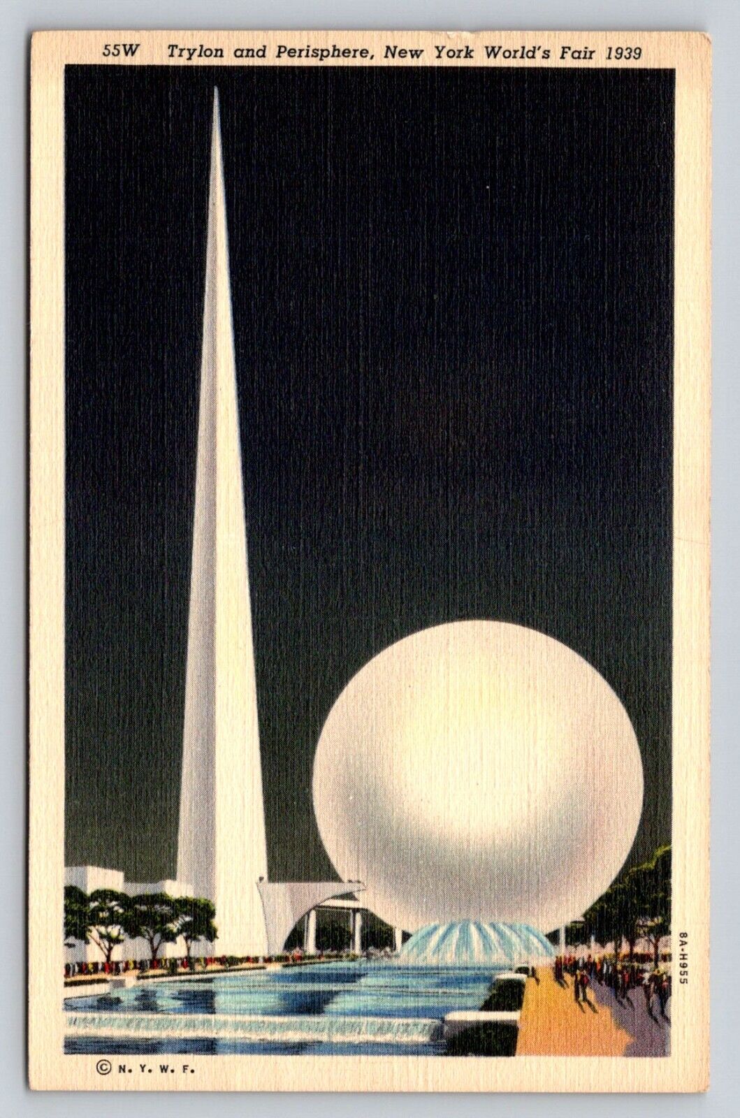 1939 Night Trylon And Perisphere New York Worlds Fair P779