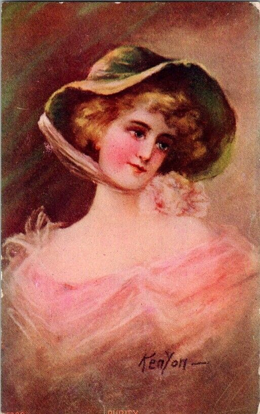 Vintage Postcard Purity Lady in Hat Artist Signed Kenyon                   C-315