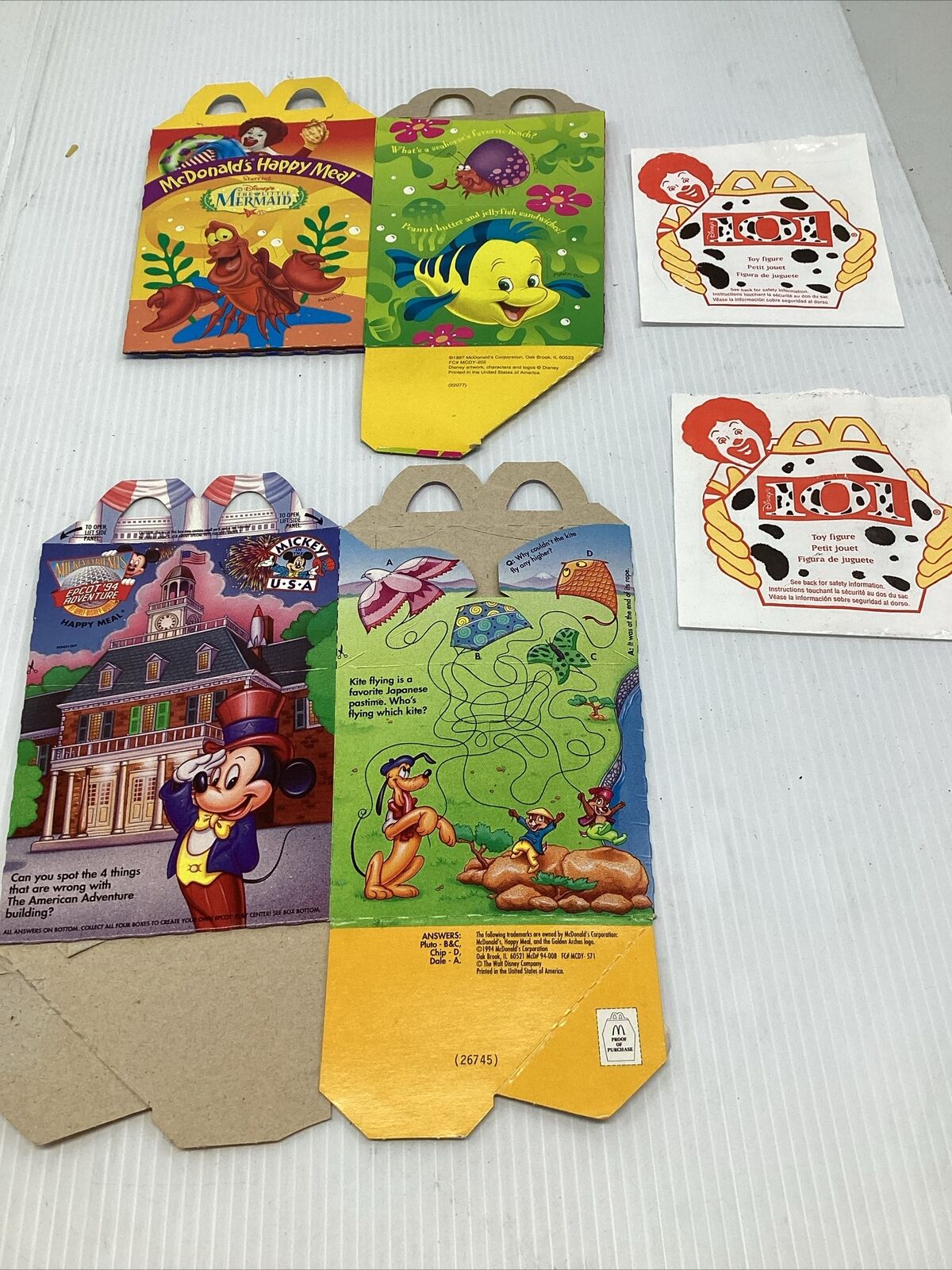 Vintage LITTLE MERMAID McDonald\'s Happy Meal 1997 And MICKEY Happy Meal 1994 101