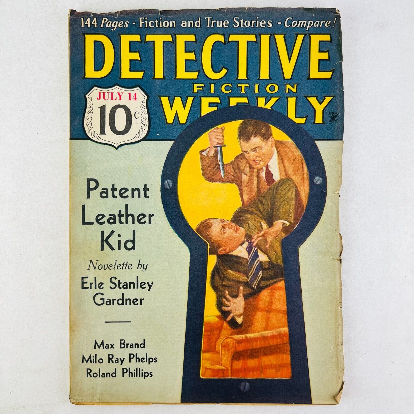RARE PULP  DETECTIVE FICTION WEEKLY - 1934 JULY 14 - KEYHOLE COVER - FINE