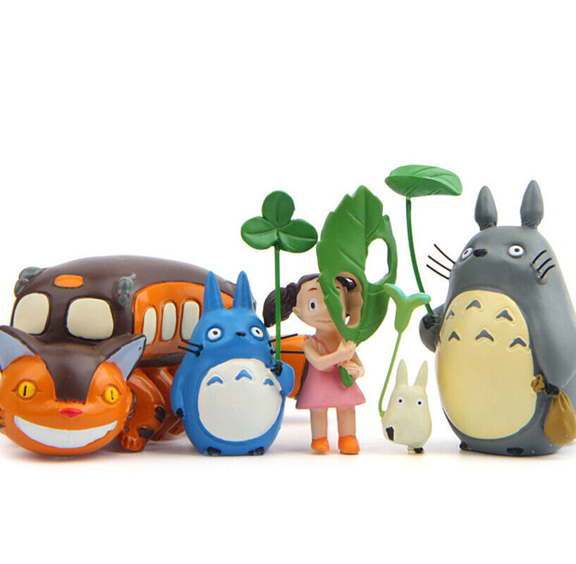 5pcs Bus Totoro Set My Neighbor Totoro Animation Hayao Miyazaki Figurine Decor