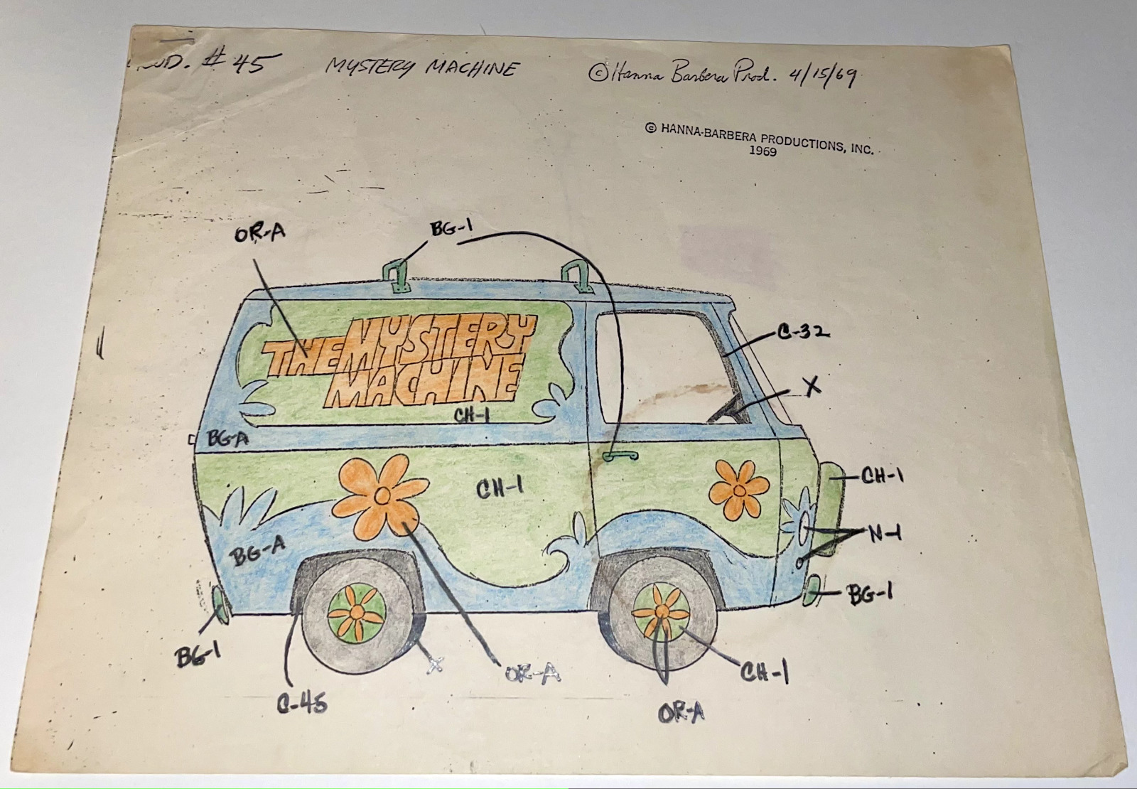 Hanna Barbera SCOOBY DOO WHERE ARE YOU Pre Production Work Sheet MYSTERY MACHINE