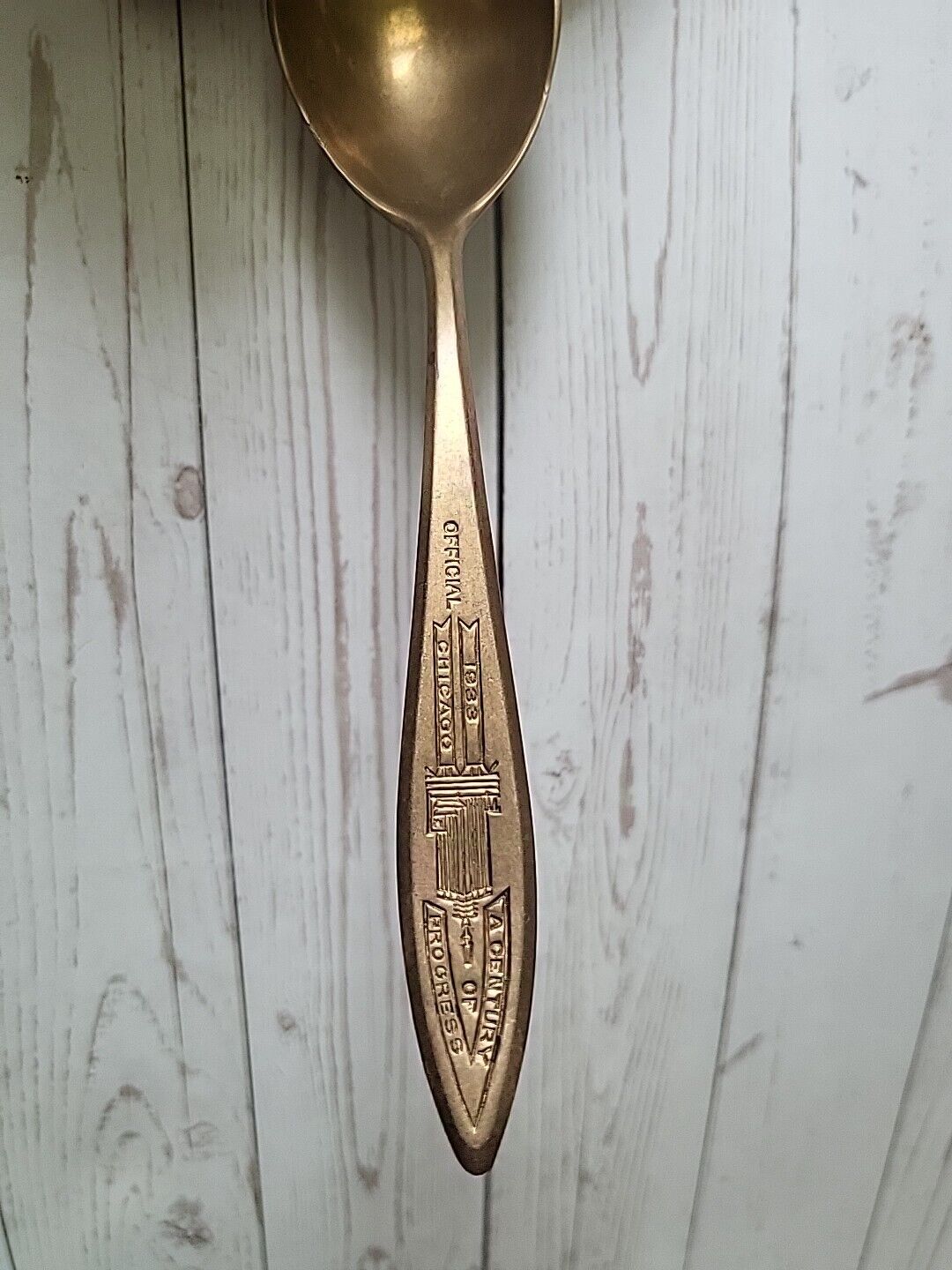 Dirigold gold Tone Souvenir Spoon 1933 Chicago World\'s Fair Century of Progress 