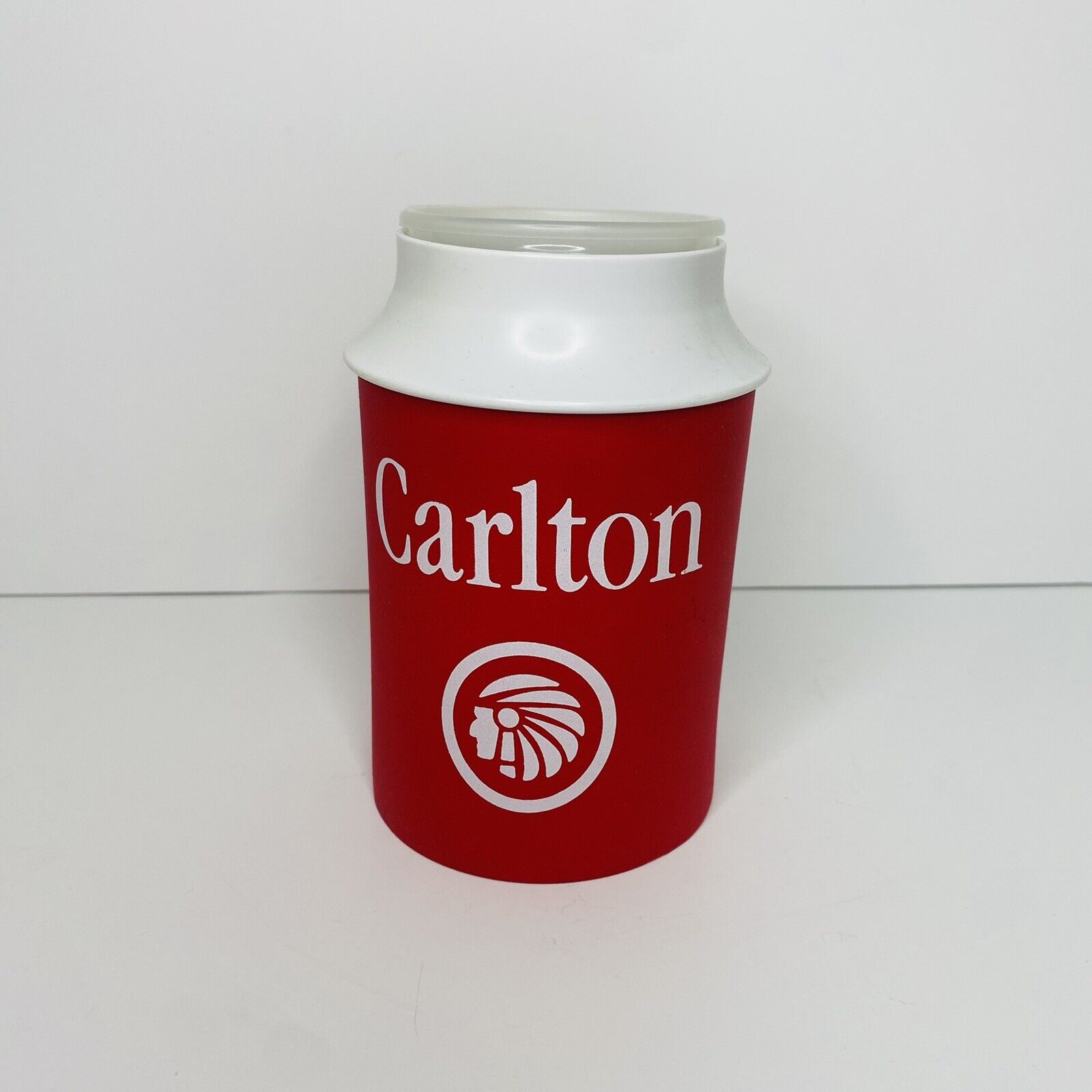 Vintage Carlton Cigarettes Koozie Kup Insulated Beer Holder Tobacco Merch Promo 