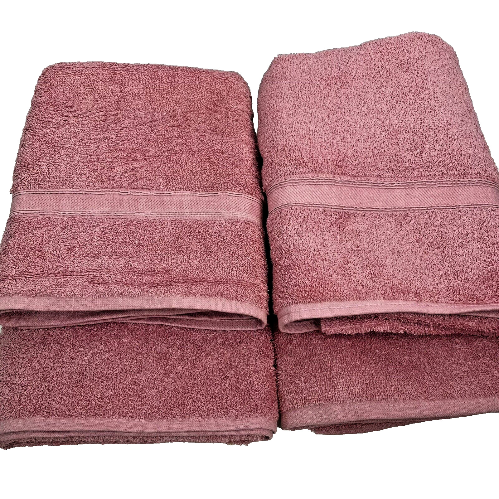 4 CANNON Terry Cloth Dusty Rose Bath Towels 100% Cotton Made USA 80s Vintage