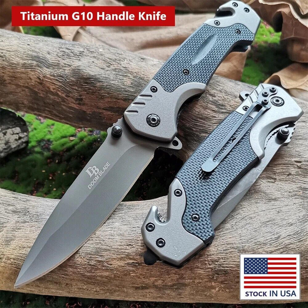 9 Inch Spring Tactical Assisted Folding Knife Pocket EDC Rescue Survival Tool