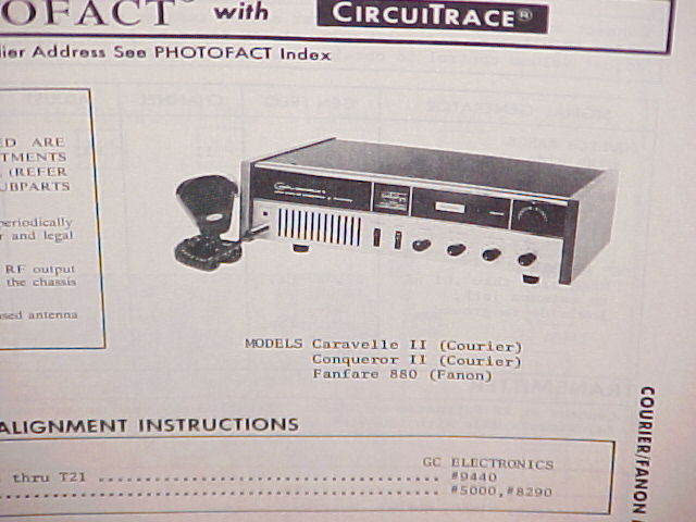 1975 COURIER/FANON CB RADIO SERVICE MANUAL CARAVELLE II CONQUEROR II FANFARE 880