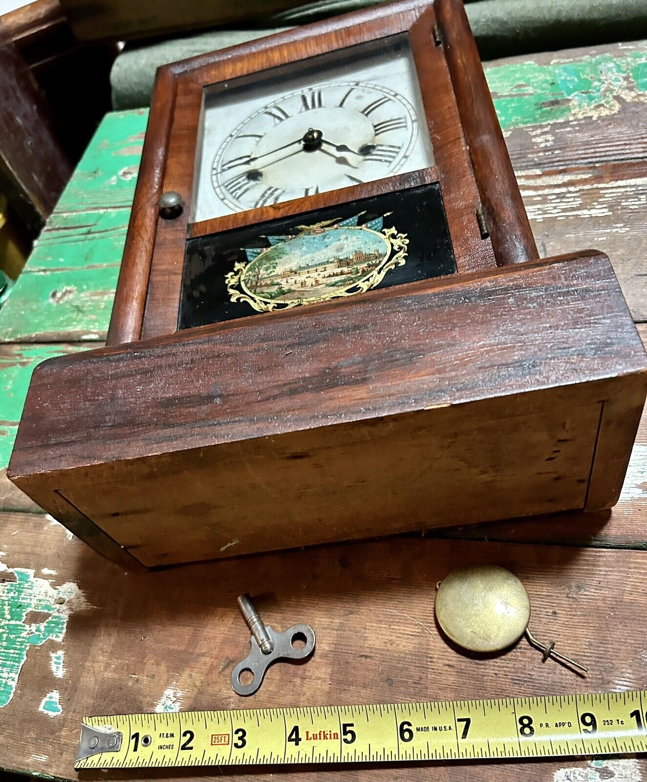 Antique Seth Thomas Clock Wood Mantle Chime Pendulum 1876 (Partly Working)